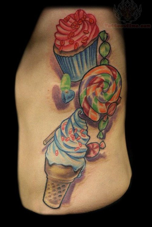 Ice Cream Tattoo On Hip